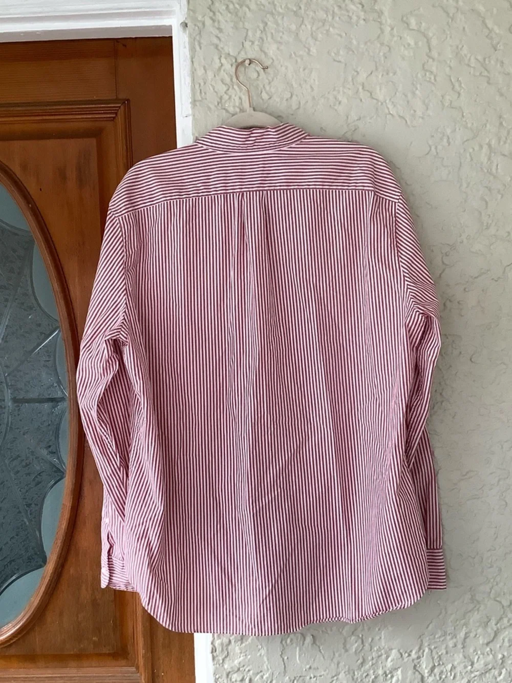 J. Crew Red & White Striped Button-Up Dress Shirt